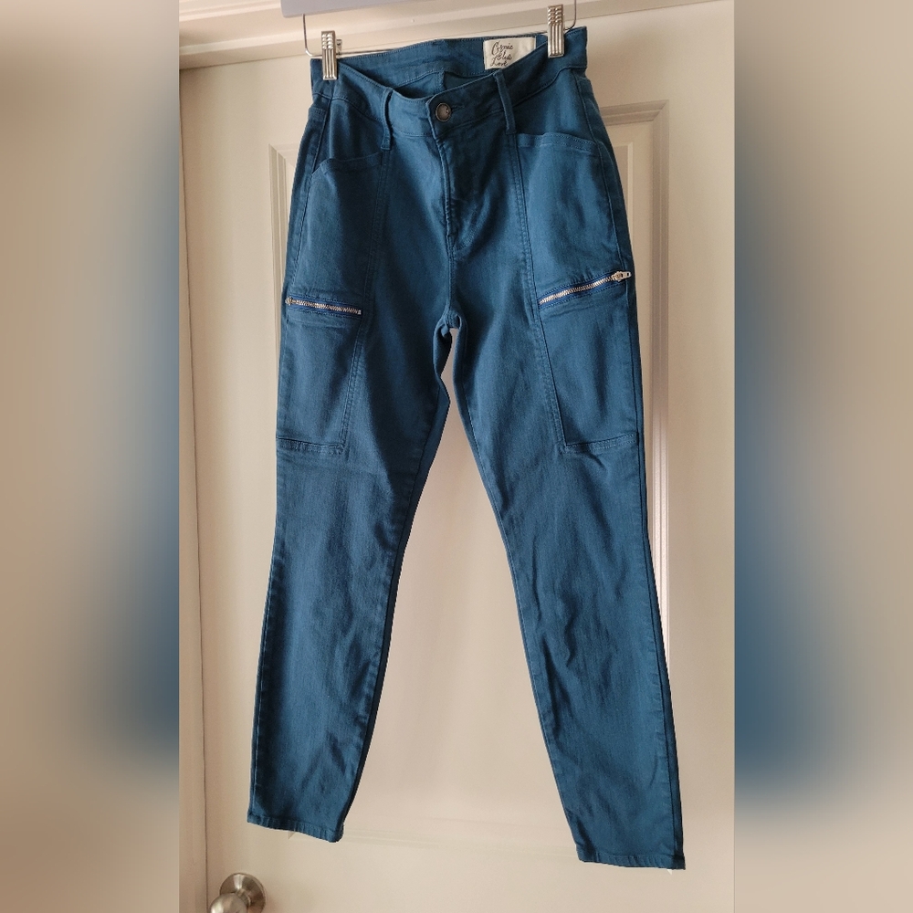 LIKE NEW- Cosmic Blue Love Hannah Skinny Ankle Teal Cargo Pant 28P